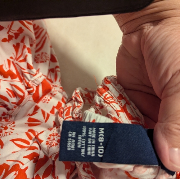 - Chaps summer Sun Dress. Size 8-10. Orange and white floral print. Razor … - Picture 7 of 8